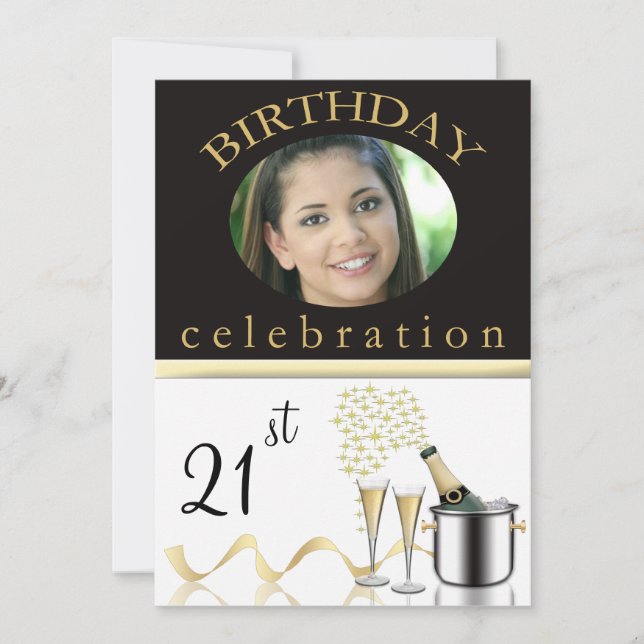 Personalisiertes 21. Geburtstag Party Foto Einladu Einladung (Vorderseite)