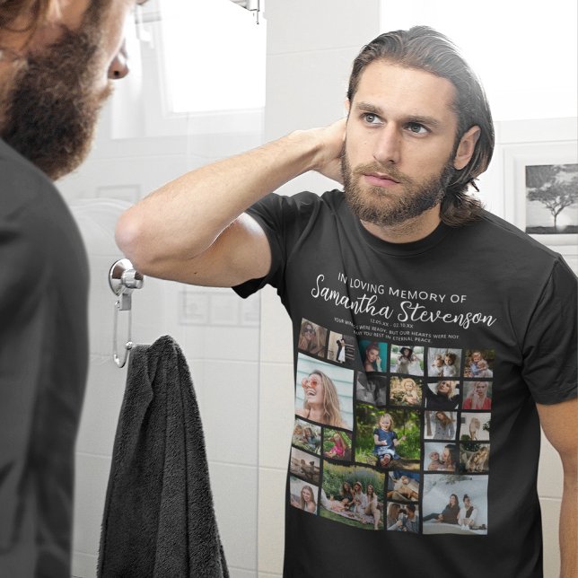 Personalisiertes 24-Foto Collage Memorial T-Shirt (Von Creator hochgeladen)