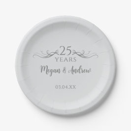 Personalisiertes 25. Hochzeitsszenario-Party Pappteller