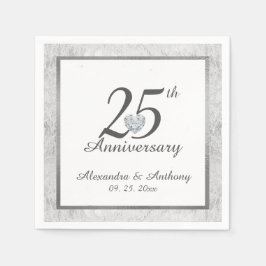 Personalisiertes 25. Silberes Hochzeitjubiläum Her Serviette