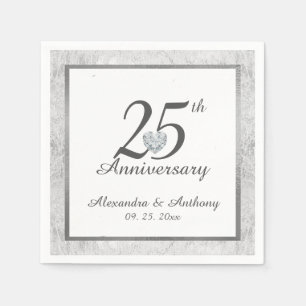 Personalisiertes 25. Silberes Hochzeitjubiläum Her Serviette