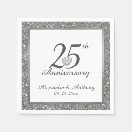Personalisiertes 25. Silberes Hochzeitjubiläum Her Serviette