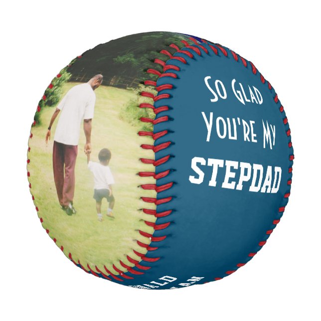 Personalisiertes 2 Foto Aquamariner SCHRITT Baseball (Schrägansicht)