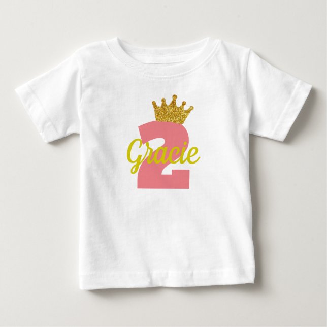 Personalisiertes 2. Geburtstag Crown Girl's Shirt (Vorderseite)
