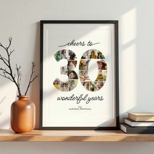 Personalisiertes 30-Foto-Collage-Jubiläumsplakat Poster