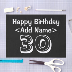 Personalisiertes 30. Geburtstags Themenpapier Seidenpapier