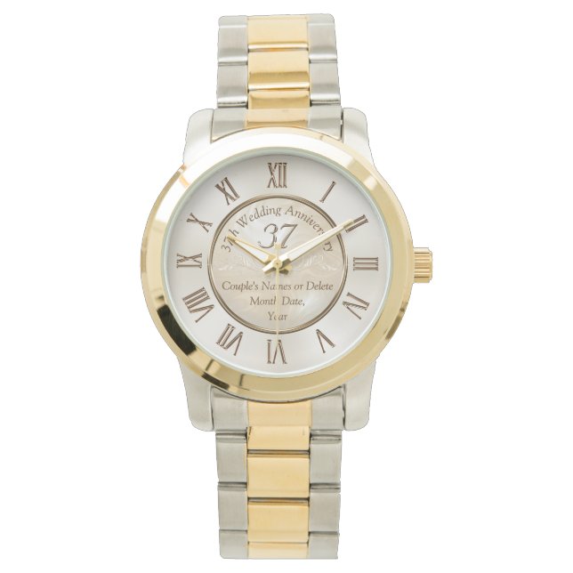 Personalisiertes 37-jähriges Geschenk für sie, Ihm Armbanduhr (Vorderseite)