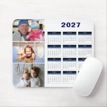 Personalisiertes 3-Foto-2027-Kalender-Mauspad
