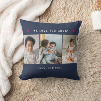 Personalisiertes 3-Foto-Collage-Geschenk für Mama Kissen