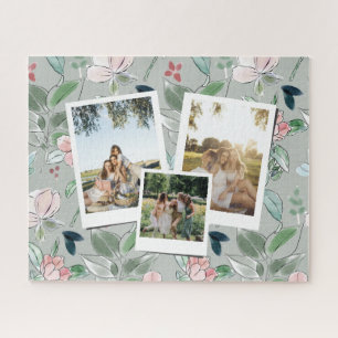 Personalisiertes 3-Foto-Grün-Blumenhintergrund