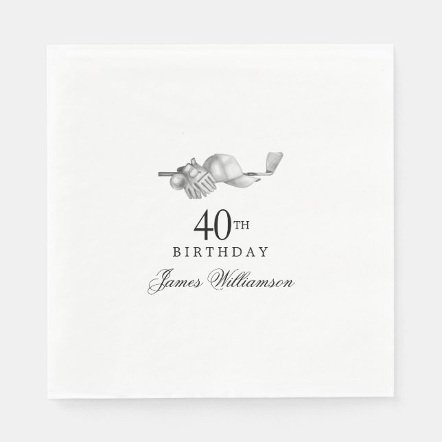 Personalisiertes 40. Geburtstag Party Golf Thema Serviette (Vorderseite)