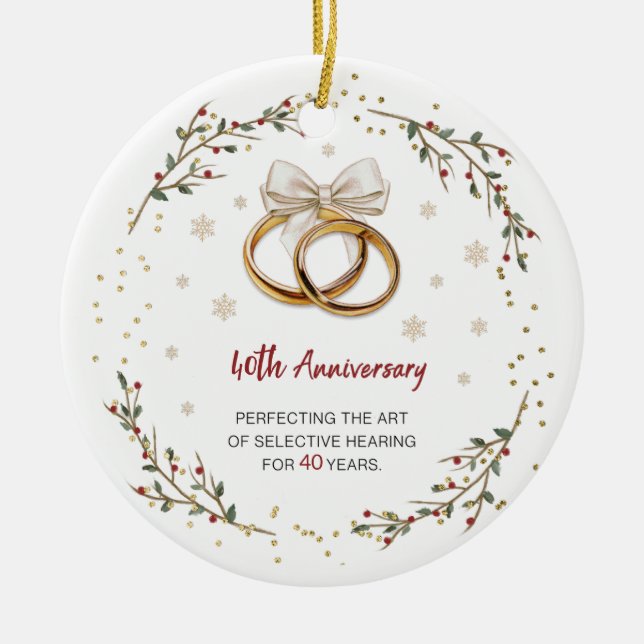Personalisiertes 40-jähriges Jubiläum Weihnachten Keramik Ornament (Vorne)