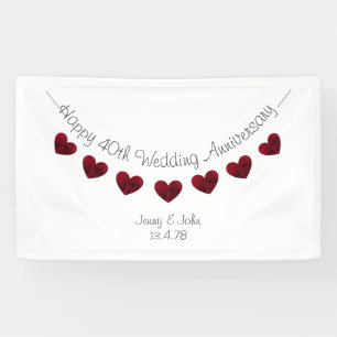 Personalisiertes 40-jähriges Ruby-Hochzeitsszenari Banner