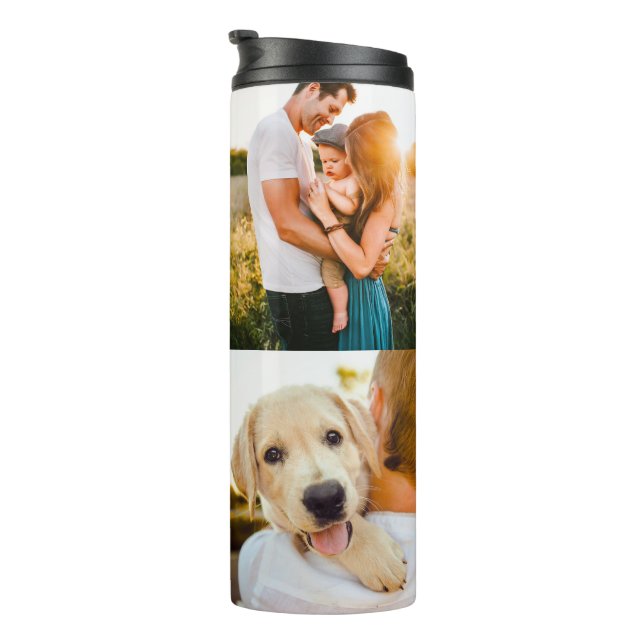Personalisiertes 4-Foto-Muster für Wärmflaschen Thermosbecher (Nach rechts gedreht)
