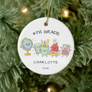Personalisiertes 4. Klasse Mädchen Keramik Ornament