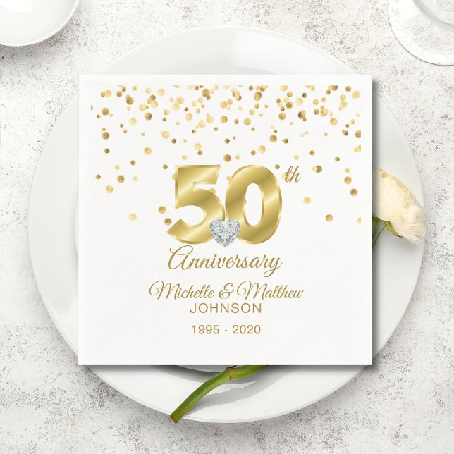 Personalisiertes 50. Geburtstag der Goldenen Hochz Serviette (Personalized 50th Golden Wedding Anniversary Napkins)
