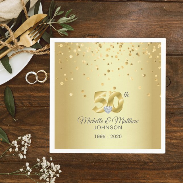 Personalisiertes 50. Geburtstag der Goldenen Hochz Serviette (Personalized 50th Golden Wedding Anniversary Napkins)
