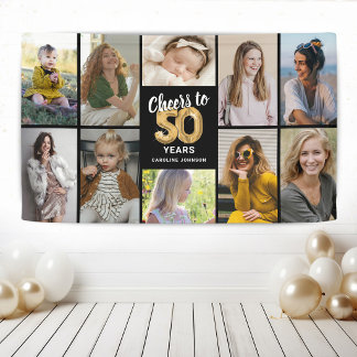 Personalisiertes 50. Geburtstags-Foto-Collage-Bann Banner