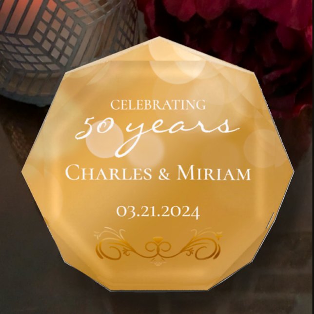 Personalisiertes 50. Goldenes Jubiläum Keepake-Ges Fotoblock (Personalize with couples names and date for elegant golden 50th wedding anniversary keepsake gift
)