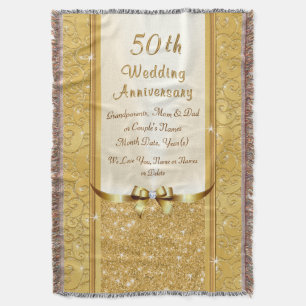 Personalisiertes 50. Hochzeitsszenario Decke