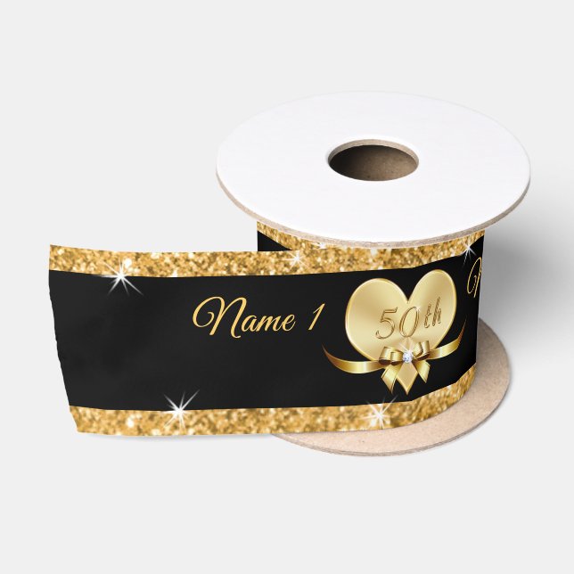Personalisiertes 50. Hochzeitstag-Ribbon Satinband (Spule)