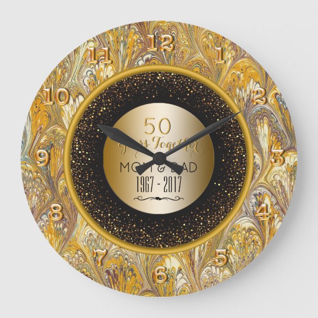 Personalisiertes 50-jähriges Hochzeitsszenario aus Große Wanduhr (Vorderseite)