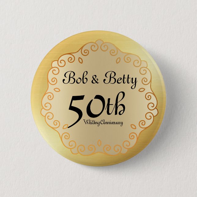 Personalisiertes 50-jähriges Hochzeitsszenario Button (Vorderseite)