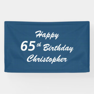 Personalisiertes 65. Geburtstags-Zeichen-blaues Banner