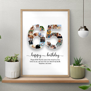 Personalisiertes 65. Geburtstagsfoto Collage Poste Poster