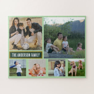 Personalisiertes 6‑Foto-Familienname-Geschenk