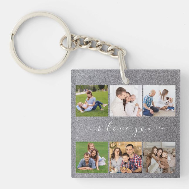 Personalisiertes 6 Foto mit benutzerdefiniertem Te Schlüsselanhänger (Vorderseite)