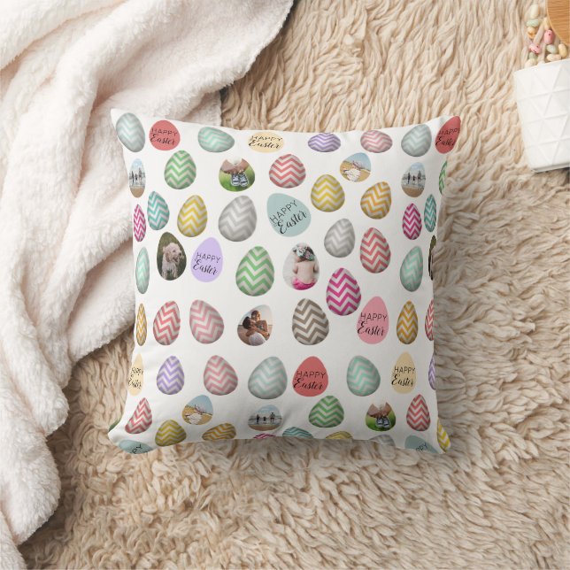 Personalisiertes 6 Foto Pastelleier Ostermuster Kissen (Decke)
