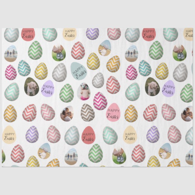 Personalisiertes 6 Foto Pastelleier Ostermuster Seidenpapier (Vorderseite)