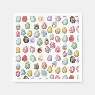 Personalisiertes 6 Foto Pastelleier Ostermuster Serviette