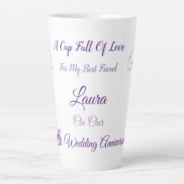 Personalisiertes 6. Jubiläumsdesign Latte Tasse (Vorderseite)