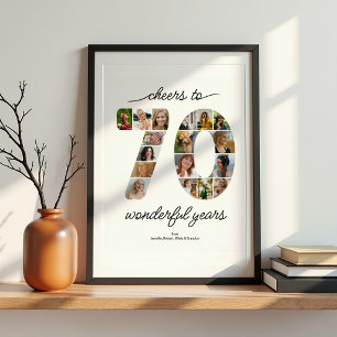 Personalisiertes 70-Foto-Collage-Jubiläumsplakat Poster