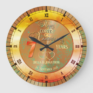 Personalisiertes 7. Hochzeitstag-Geschenk zum 7. J Große Wanduhr