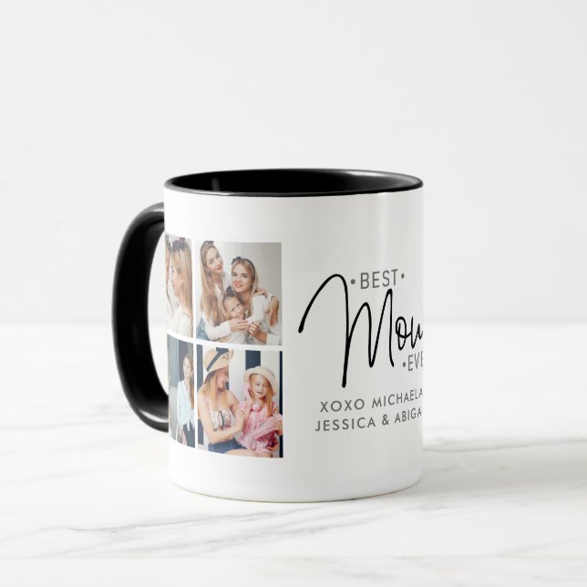 Personalisiertes 8-Foto- "Best Mama Ever" Tasse (Vorderseite Links)