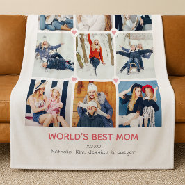 Personalisiertes 9-Foto- "Die beste Mama der Welt" Fleecedecke