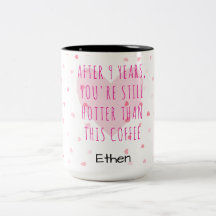 Personalisiertes 9. Jubiläum lustiges Paar Tasse