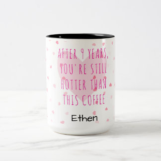 Personalisiertes 9. Jubiläum lustiges Paar Tasse