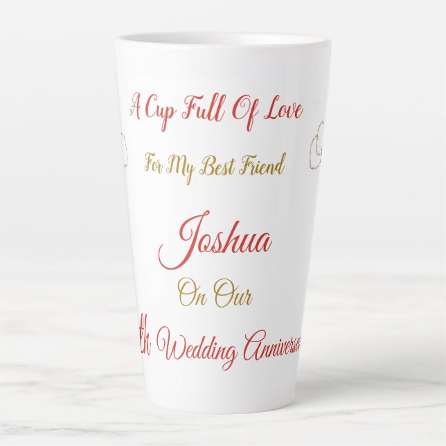Personalisiertes 9. Jubiläumsdesign Latte Tasse (Vorderseite)