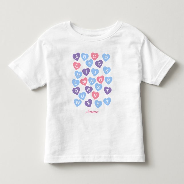 Personalisiertes ABCs Shirt, Alphabet-Shirt, Kleinkind T-shirt (Vorderseite)