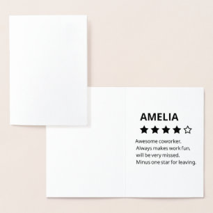Personalisiertes Abschiedsgeschenk - Funny 4-Stern Folienkarte
