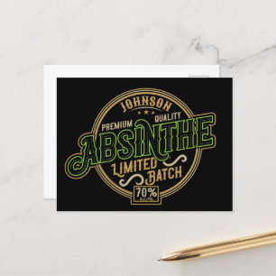 Personalisiertes Absinth-Kräuter-Spirituosen-Etike Postkarte