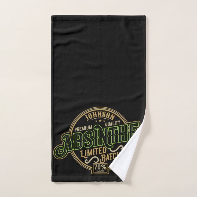 Personalisiertes Absinth-Kräutergeist-Liquor-Label Badhandtuch Set (Handtuch)