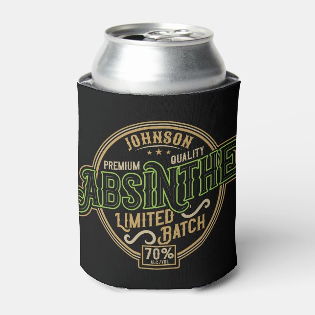 Personalisiertes Absinth-Kräutergeist-Liquor-Label Dosenkühler (Kanne Vorderseite)