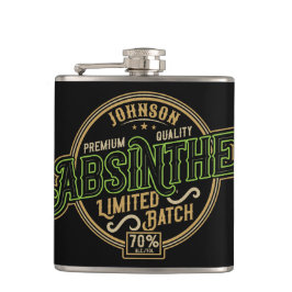 Personalisiertes Absinth-Kräutergeist-Liquor-Label Flachmann