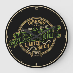 Personalisiertes Absinth-Kräutergeist-Liquor-Label Große Wanduhr