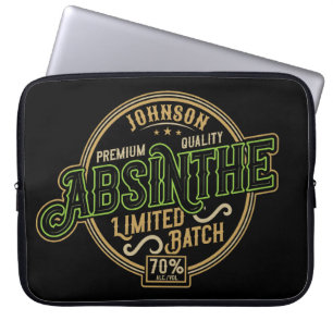 Personalisiertes Absinth-Kräutergeist-Liquor-Label Laptopschutzhülle